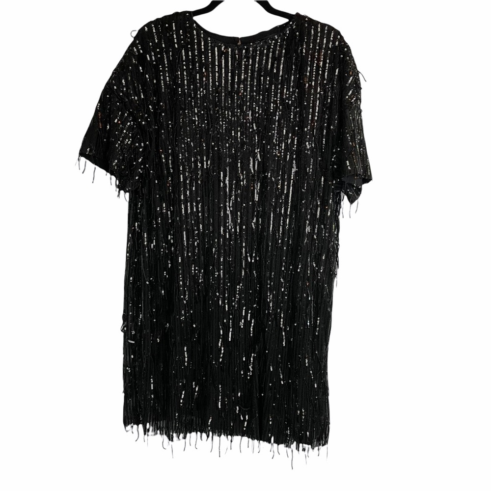 NWT Zara black sequin T shirt dress XL